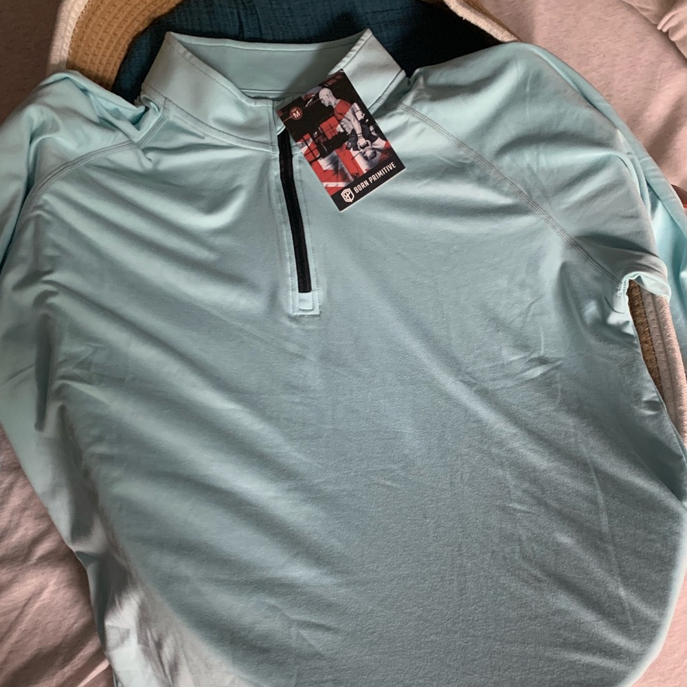 Born Primitive 1/4 Zip Shirt Men's Blue/Aqua Long Sleeve Activewear Top